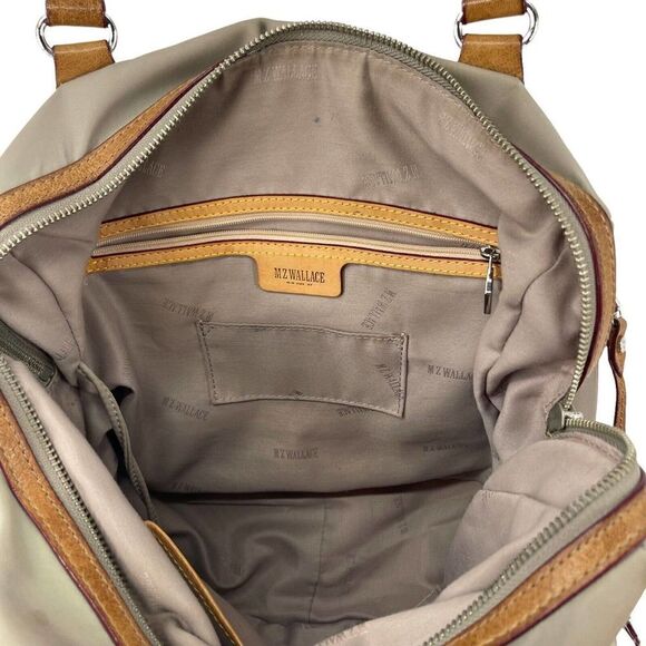 MZ Wallace Purse Nylon Taupe Handbag Shoulder Bag Pockets Every Day Bag Organize - Picture 11 of 12